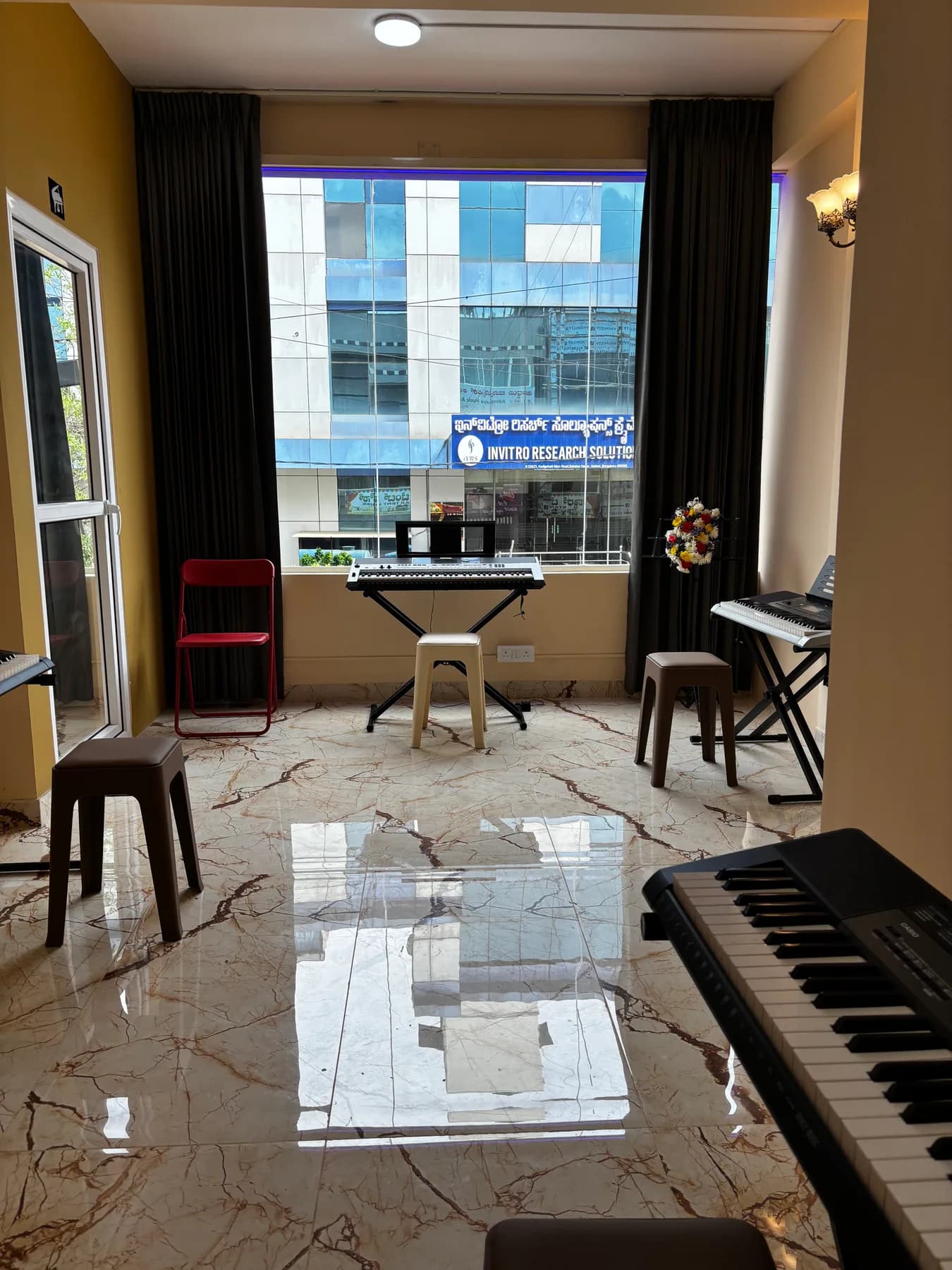 Bright academy studio arranged for music lessons
